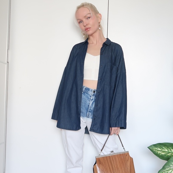 Zara Tops - Zara Button Down Long Sleeve Denim Shirt Top